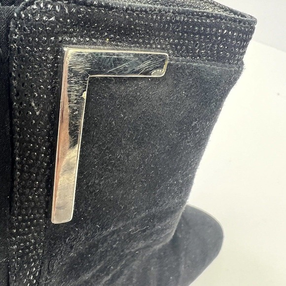 Stuart Weitzman Black Suede Heeled Ankle Boots Size 7 Silver Accents - Picture 13 of 13